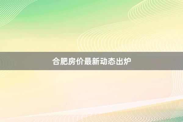 合肥房价最新动态出炉