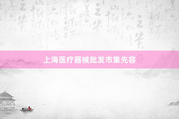 上海医疗器械批发市集先容